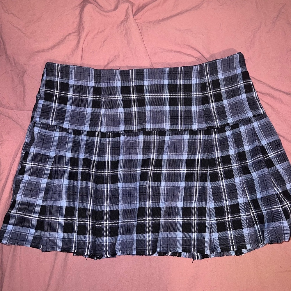 Plaid blue mini skirt